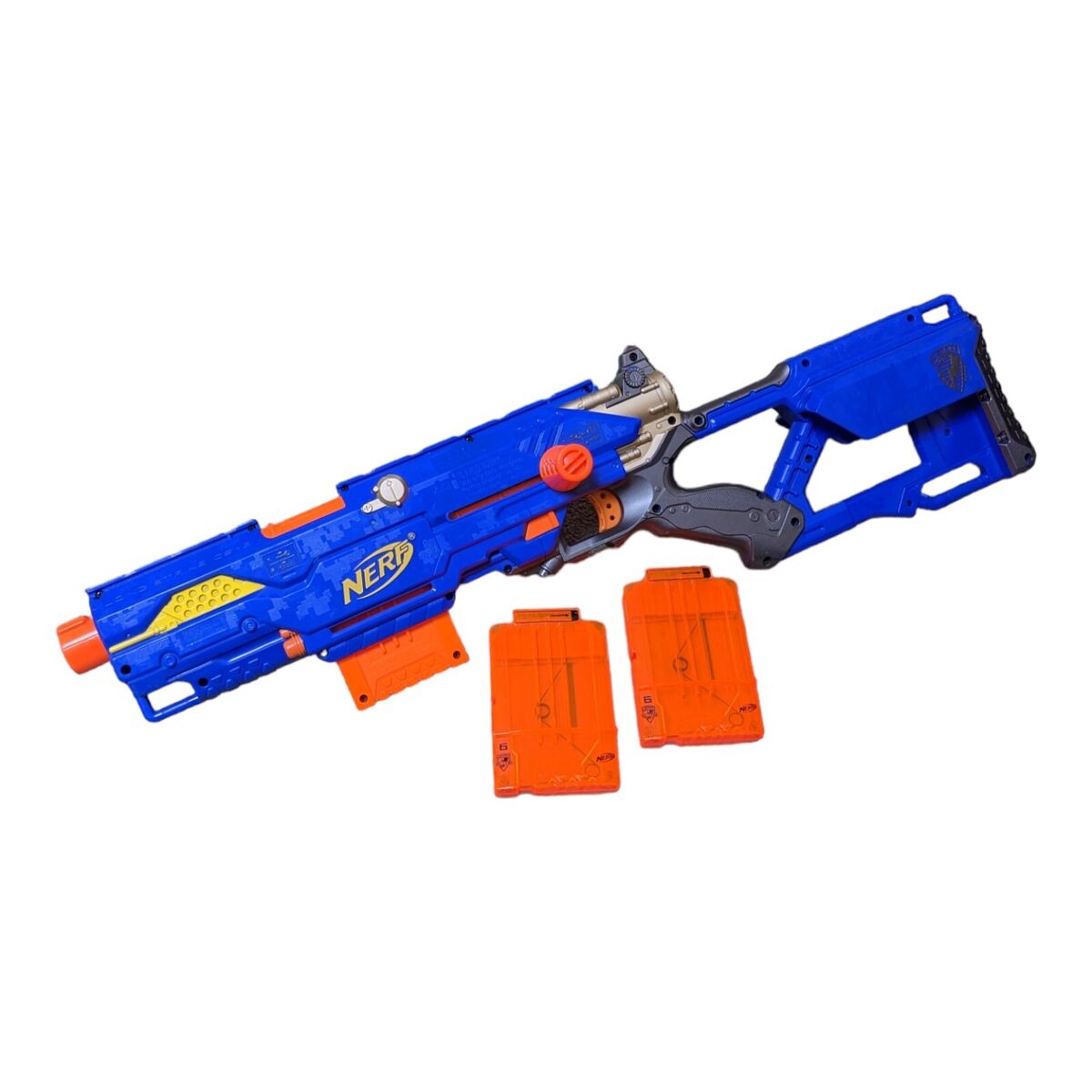 NERF N-STRIKE LONGSTRIKE CS-6 DART BLASTER SNIPER RIFLE WITH SCOPE AND MAG