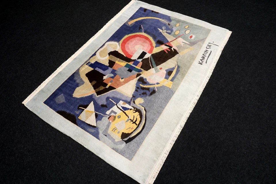 Seidenteppich Kandinsky 182 x 123 cm China Wand Bild Orient Teppich Handgeknüpft - Bild 4 von 4