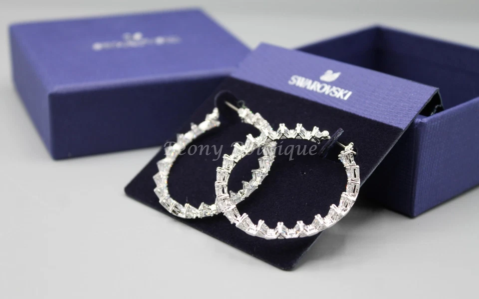 Swarovski 5602230 Ortyx earrings jewelry hoops hoop white gold crystal new - Image 4 of 4