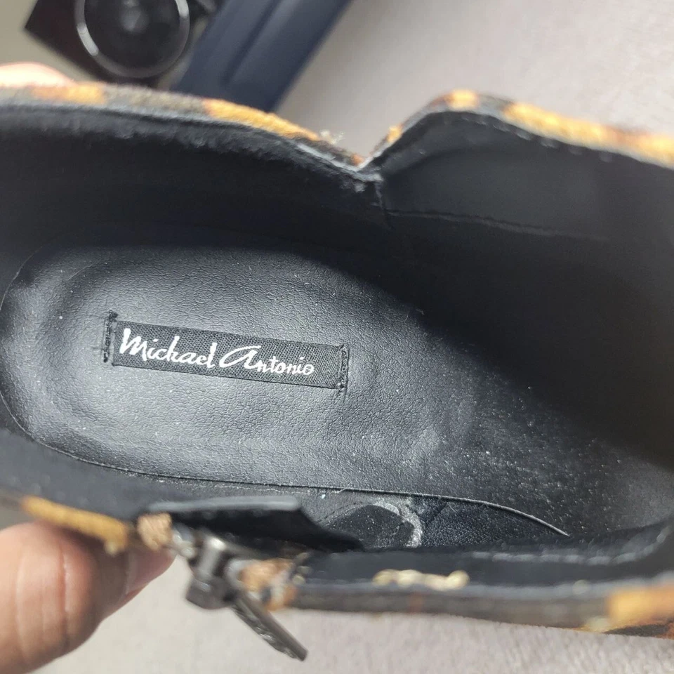 Michael Antonio Booties Womens 10 Brown/Black Leopard Print Pull On Ankle Boots - Image 3 of 4