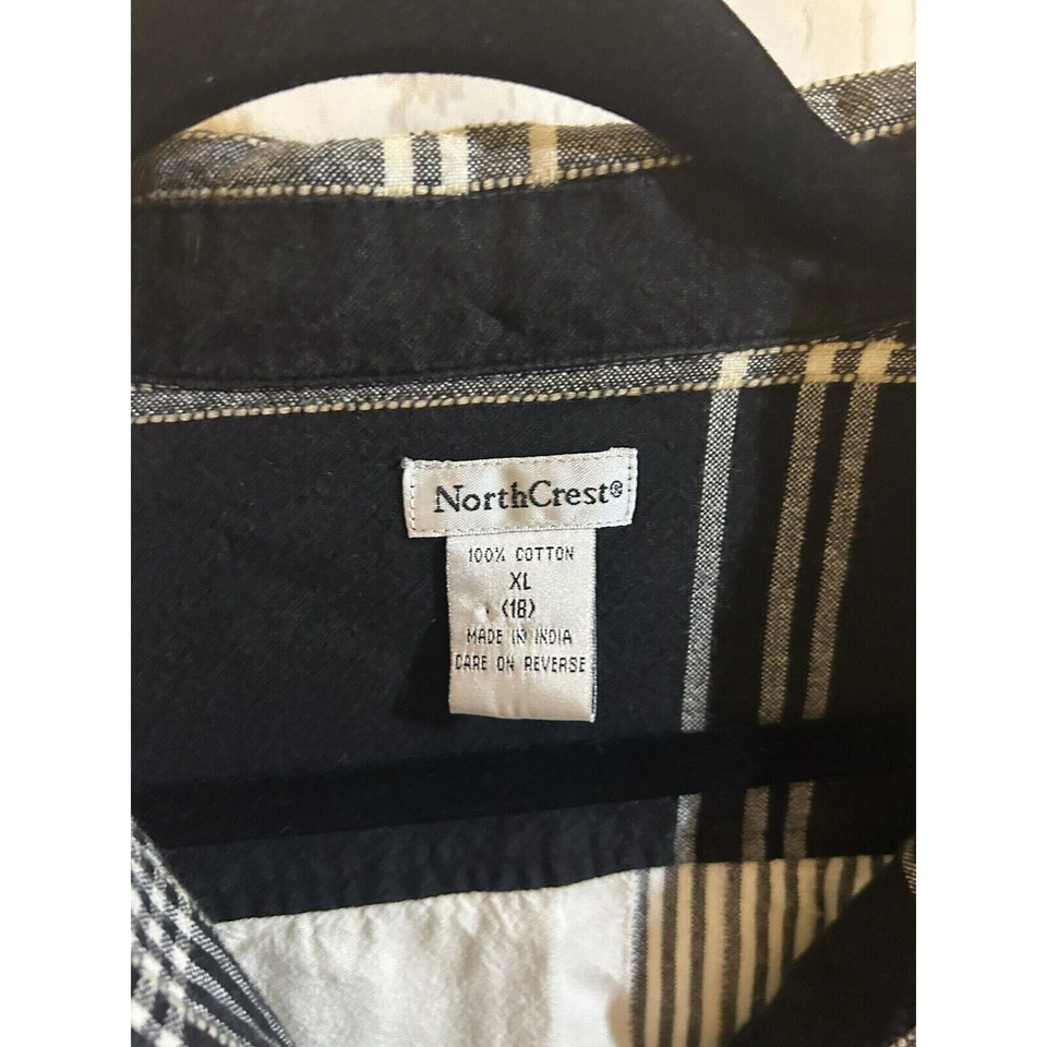 North Crest 棉黑白格子拉链 XL 码 — 第 2/3 张图片