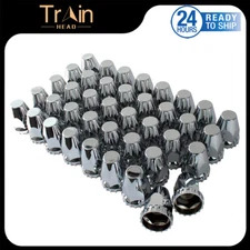 33mm Chrome ABS Plastic Screw on Lug Nut Covers Caps with Flange Pack of 40