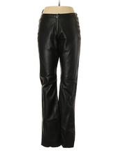 Hugo Buscati 100 Genuine Leather Black Full Length Moto Pants  Size 8