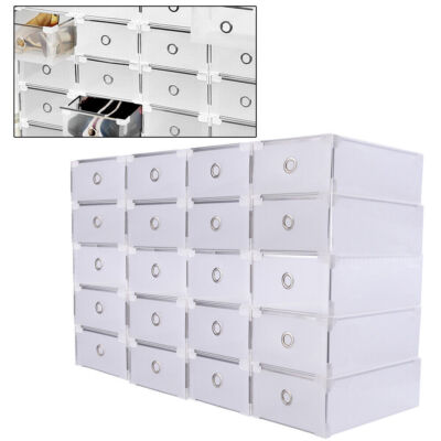 40 St��ck Kunststoff Schuhkartons DIY Schuhablage Transparente Schubladen DHL