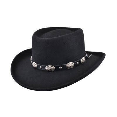 Spielerhut Cowboyhut - breite Krempe knautschbarer Wollhut für Herren & Damen - schwarz
