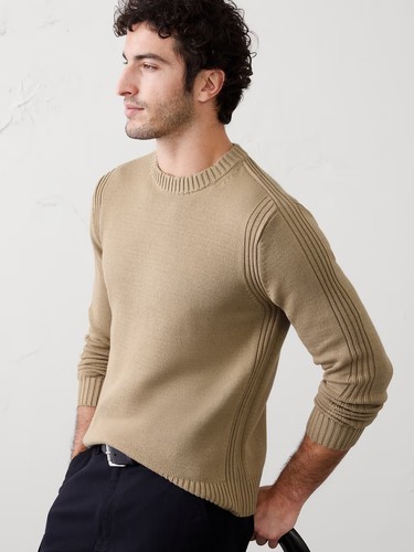 Banana Republic Factory Men’s Sweater Beige Crew Neck Pullover L NWT 100307