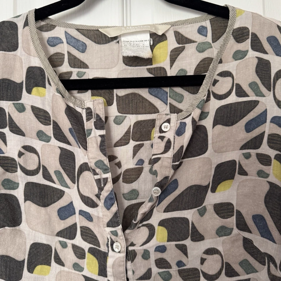 Vestido para mujer S Max Mara gris multicolor abstracto manga 3/4 talla 10 Foto 2 de 4