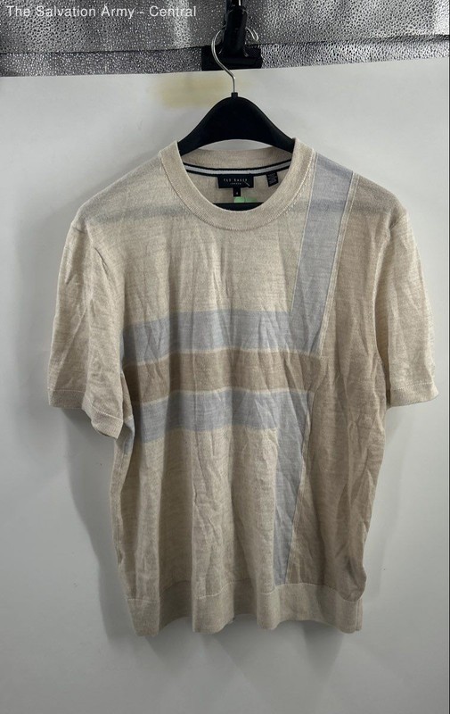 Ted Baker London Mens Beige Short Sleeve Crew Neck Pullover T-Shirt Size 4