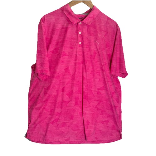Puma Men’s Cloudspun Leaflet Polo Shirt Sunset Pink Heather Size XL UPF 40