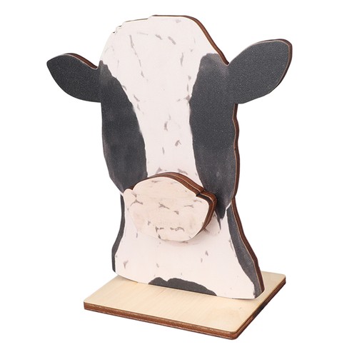 Cow Head Wearing Glasses Statues Wooden Decorative Cow Eyeglasses Display Sta UK - Picture 14 of 24