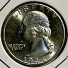 1944-D Washington Quarter  - 90% Silver US Coin - AU/BU - Free Shipping (33-18)