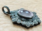 3 Diamond Black Rhodium Sterling Pendants: Lotus Locket, Rose Quartz, Moonstone — photo 4