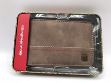 MEN'S QUIKSILVER BROWN FAUX SUEDE/LEATHER BIFOLD WALLET NEW IN TIN GIFTBOX