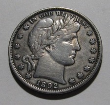 1892 O Barber Half Dollar - Very Fine + Condition - 143SU