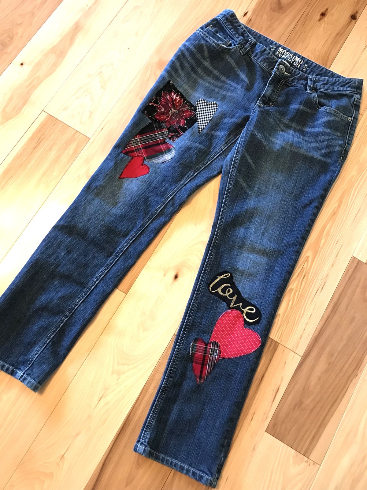 Upcycled Distressed Patchwork Jeans, Handmade Hea… - image 9