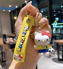 Hello Kitty Soccer Yellow Keychain 3D Figure Backpack Luggage Clip Wristlet