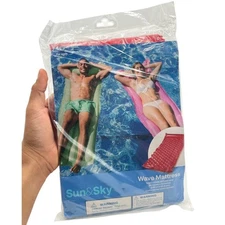 Sun Sky Wave Mattress Inflatable Pool Float Lounge Bed Swim Raft Red