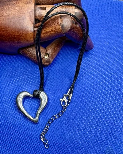 Yeagers Poured Silver Hand Poured .999 Silver Bullion "Open Heart" Necklace 16”