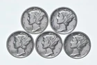 High Grade Lot 1938 1937 1939 1939 1939 Mercury Dime Collection *339