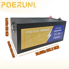 48V 100Ah 5120Wh LiFePO4 Lithium Battery Built-in BMS Deep Cycles For Golf Cart