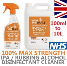 IPA Isopropyl Alcohol 5 Litre PURE Isopropanol rubbing Alcohol Cleaner Free P&P