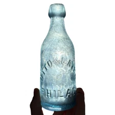 OTTO & LAYER PHILADELPHIA BERLIN WHITE BEER CORNFLOWER BLUE BLOB ANTIQUE BOTTLE