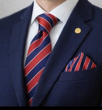 Blue  Red Striped Necktie Set