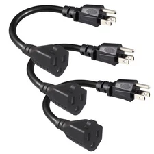 3 Pack Short Power Extension Cord 6inch Black 3 Prong Mini Indoor Grounded Ext