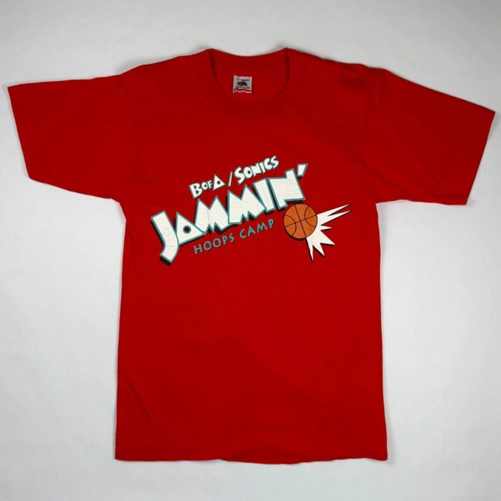 Vintage 90s Fruit Of The Loom SuperSonics Jammin Hoops Camp T Shirt Small USA