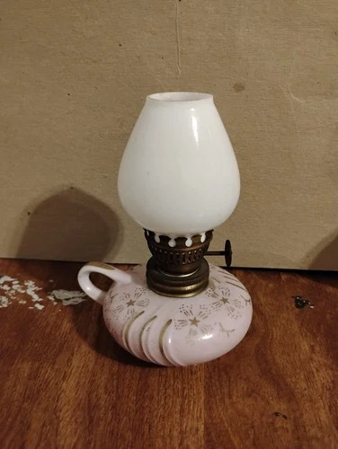 Vintage Milk Glass Oil Lamp
