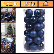 30ct Shatterproof Christmas Ball Ornaments 2.36" - Deep Blue Holiday Tree Decor