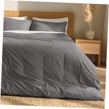 100 Organic Cotton Duvet Cover Set - Crisp Queen 02 - Grey No Comforter 