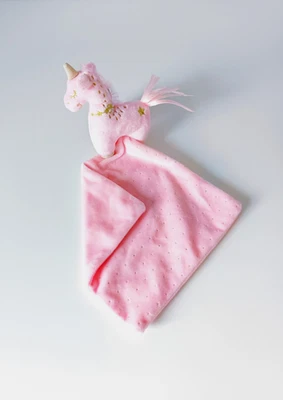 Doudou Plat Licorne Rose Doré Étoiles Pois Crinière Tulle Mots D'enfants Leclerc - Photo 1/4