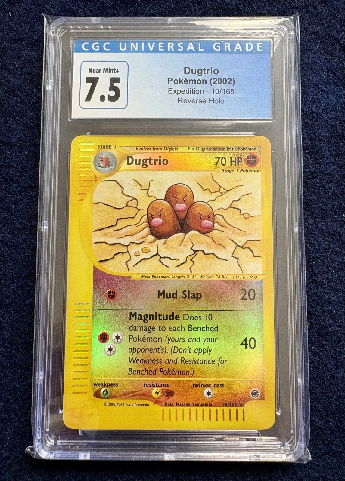 2002 POKEMON DUGTRIO #10/165 *EXPEDITION REVERSE HOLO CGC 7.5 NM+