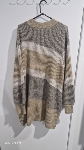 Women's BeMeChunky Knit Grey Beige Neutral Colour Open Front Cardigan Size XL - Picture 7 of 13