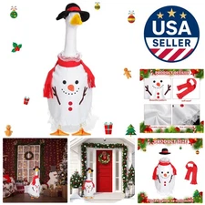 Snowman Christmas Goose Outfit Porch Goose Clothes for 23''H Cement Statue Cute