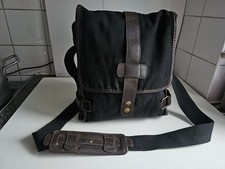TED BAKER DESIGNER MENS BLACK BROWN CANVAS CROSSBODY MESSENGER SADDLE BAG