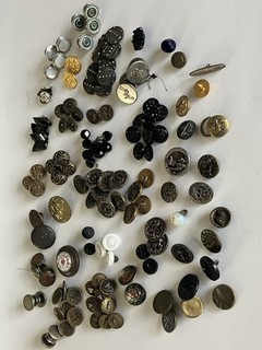 134 Vintage Antique Metal Enamel Glass Brass Button Lot