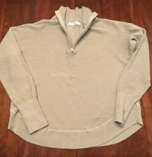 Anrabess Taupe Women’s Oversized Ribbed Quarter Zip Pullover Sweater Size xL