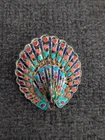 Vintage Enamel Peacock Brooch Pin Multicolor Bird Costume Jewelry