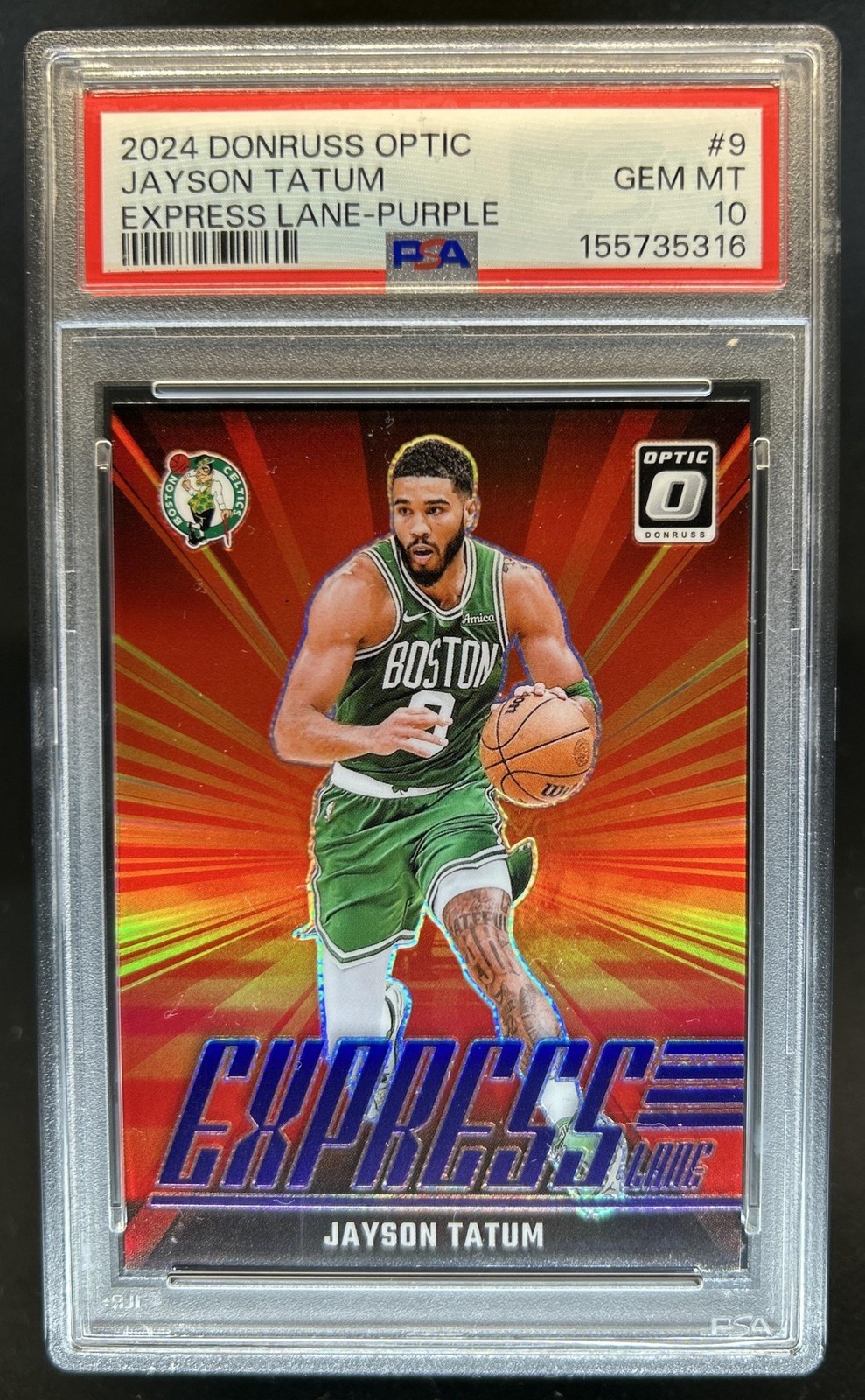 2024-25 Panini Donruss Optic Jayson Tatum Express Lane Purple #9 Celtics PSA 10