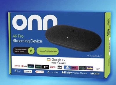 2026 model Onn. 4K Pro Streaming Device Google TV 32GB Dolby Vision Atmos NEW
