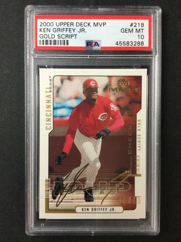 PSA 10 2000 Upper Deck MVP #218 Ken Griffey Jr. Cincinnati Reds Gold Script HOF