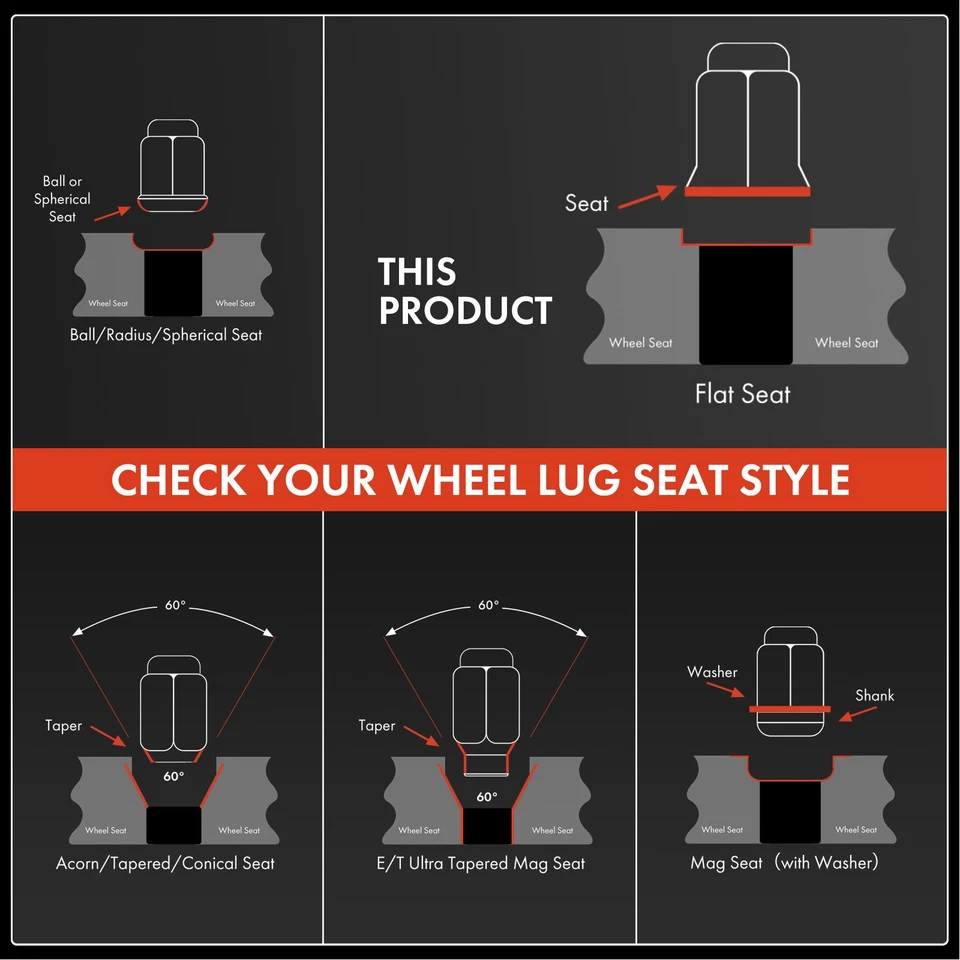 5x Tuercas de rueda M12-1.5 para Chevy Datsun Geo Honda INFINITI Mercury Mitsubishi Foto 3 de 4