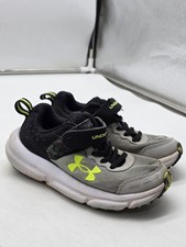 Under Armour Charged Shoes Kids Size 11K Gray Strap Running Sneakers 3026183-105