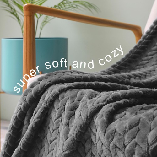 Dark Grey Fleece Throw Blanket for Couch and Bed, 50x70 Inches Soft Cozy 3D D... - Picture 4 of 10