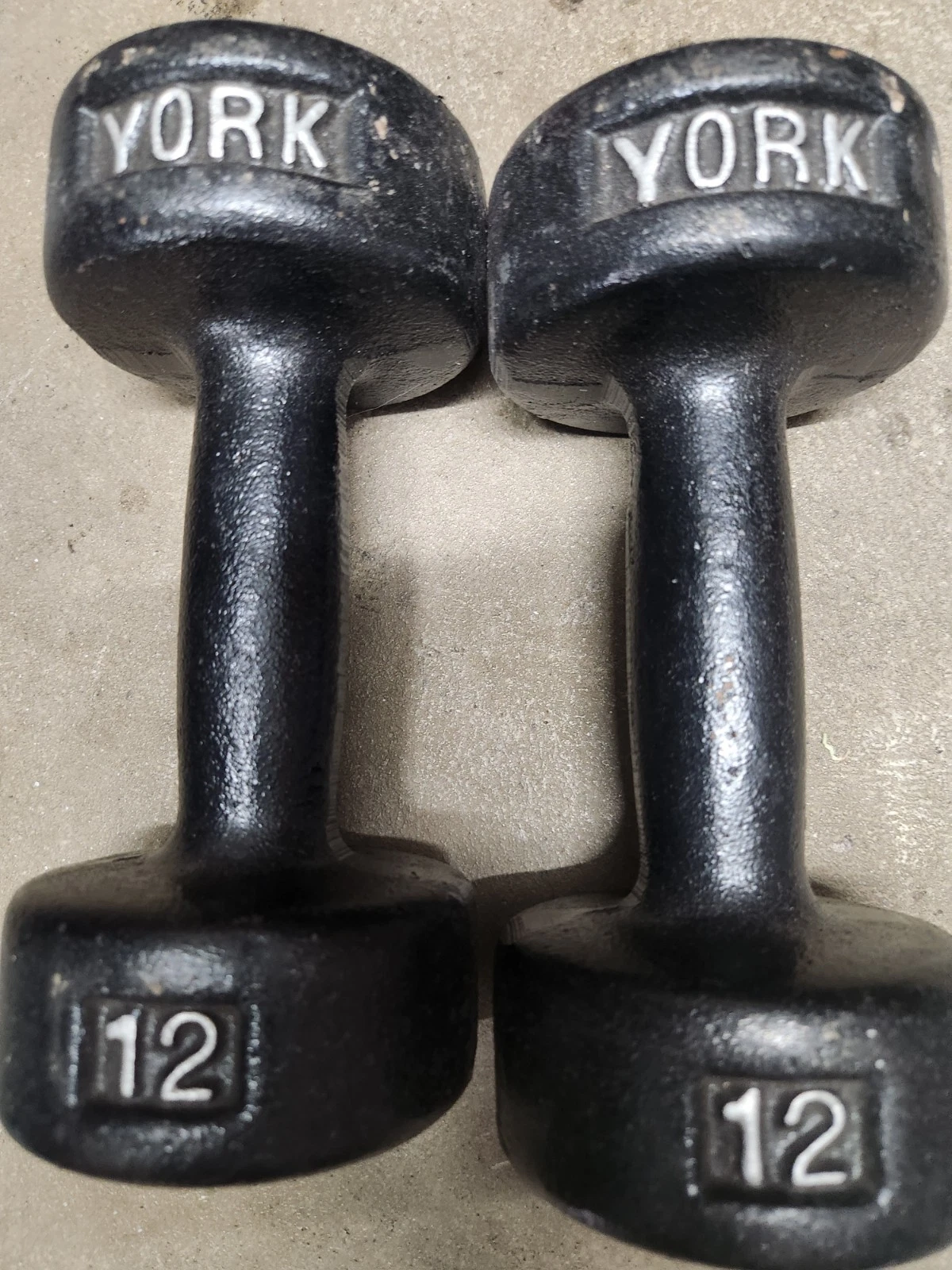 York 12 Lb Roundhead Dumbbells Vintage (Pre Usa)
