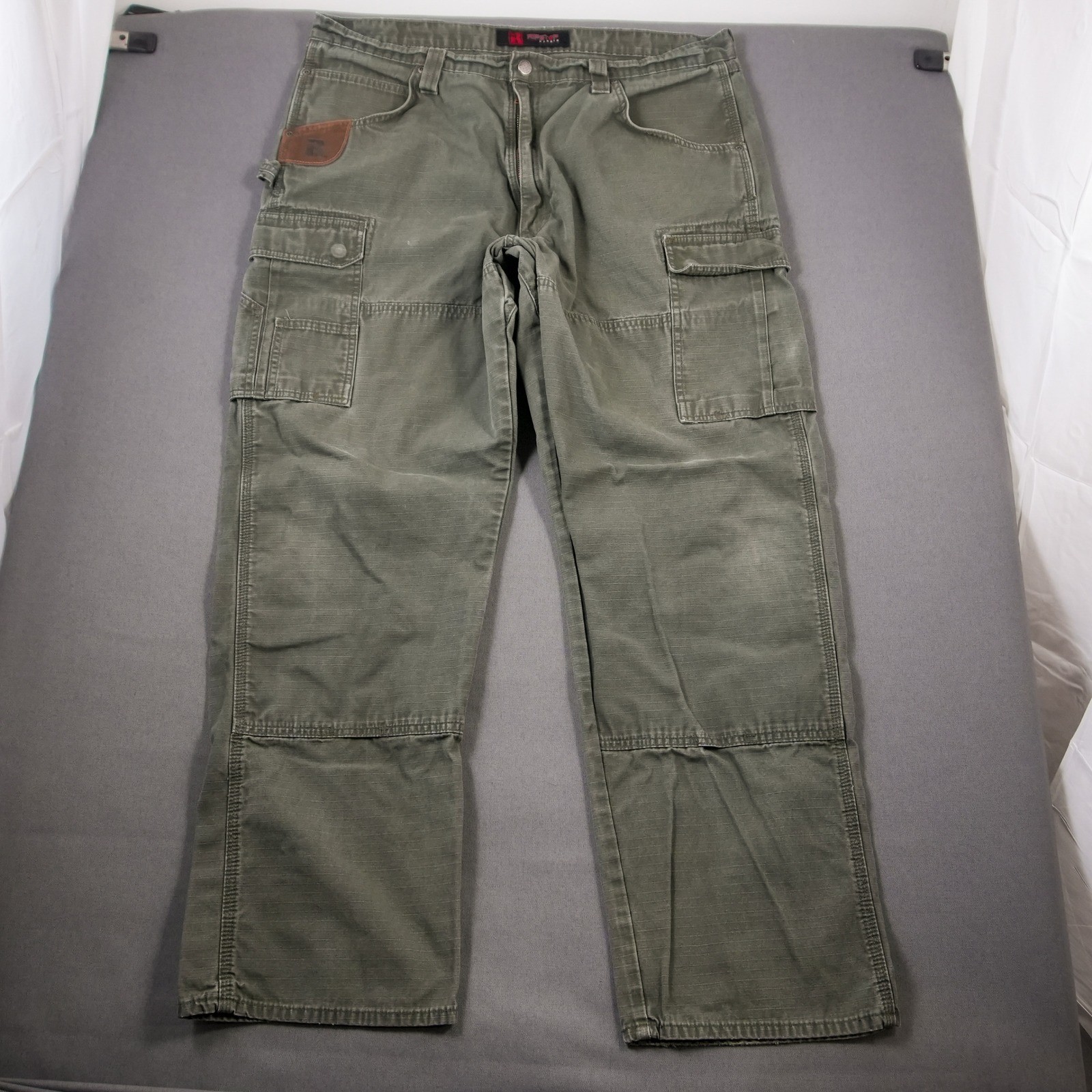 RIPSTOP FABRIC Relax Fit Faded Utility Cargo Pants Wide Work Wrangler Fits 37x32 thumbnail 2