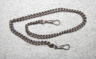Antica catena per orologio da tasca in argento massiccio 800 14 25" 28 1 grammi