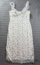 Wild Fable Dress Womens Large White Floral Lace Ruffle Strap Bodycon Midi NWT